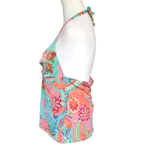 Victorias Secret Y2K Tropical Colors Paisley Print Halter Style Tankini Top Xl - Picture 9 of 9